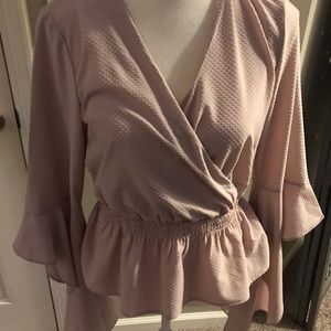 Flare sleeve polka dot blouse